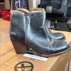 Women's Bedstü Black Distressed Leather Ankle Boots